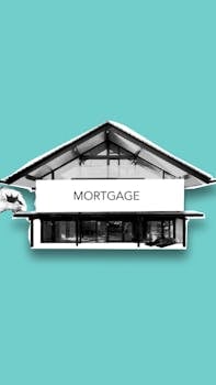 Cutout paper composition with modern residential house bought with mortgage on green background